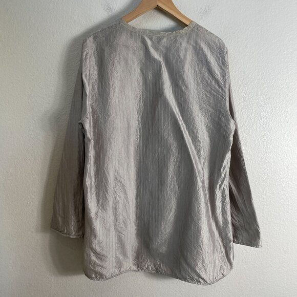 Eileen Fisher Womens Large 100% Silk Tunic Blouse Shirt Minimalist Lagenlook - Picture 12 of 13